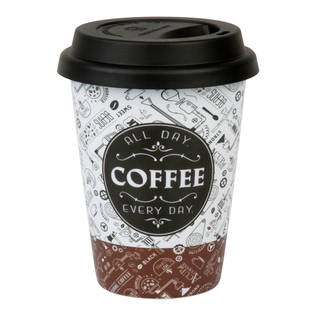 Könitz Coffee Talk Coffee To Go Mug with Lid, Mug, Coffee Mug, Porcelain, 380 ml, 11 5 162 2278