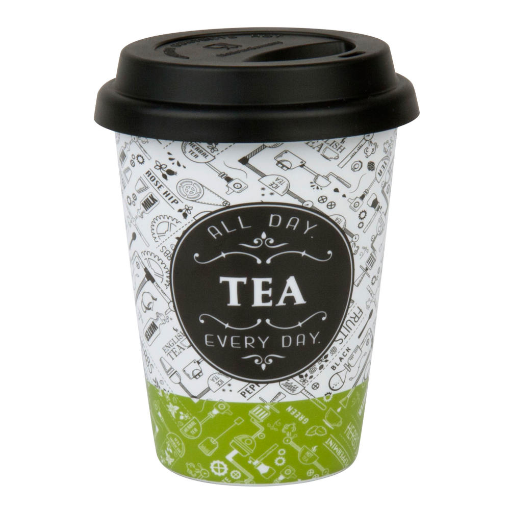 Könitz Tea Talk Coffee To Go Mug with Lid, Mug, Coffee Mug, Porcelain, 380 ml, 11 5 162 2279