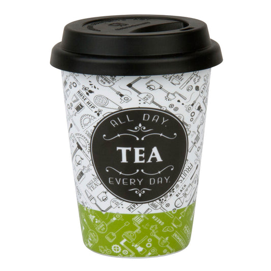 Könitz Tea Talk Coffee To Go Mug mit Deckel, Becher, Kaffeebecher, Porzellan, 380 ml, 11 5 162 2279