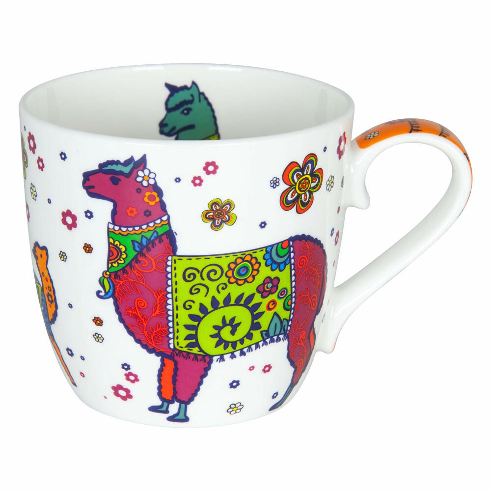 Könitz Colourful Animals Lama Becher, Kaffeebecher, Kaffeetasse, Kaffee Tasse, Teetasse, Porzellan, Bunt, 425 ml, 11 2 057 2308