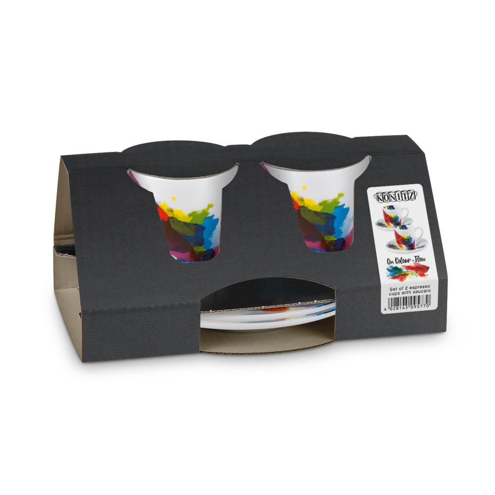 Könitz On Colour Flow Espresso gift set, 4 pieces, 2 espresso cups with saucer, porcelain, 85 ml, 11 5 054 1694