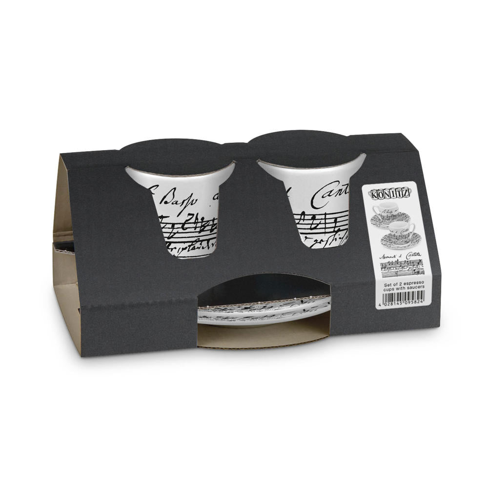 Könitz Coffee Cantata Espresso gift set, 4 pieces, 2 espresso cups with saucer, porcelain, 85 ml, 11 5 054 0637