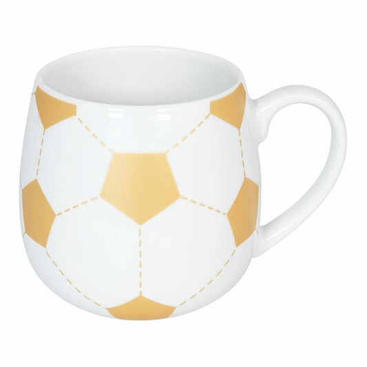 Könitz Kuschelbecher Fussball Gold, Kaffeebecher, Tasse, Becher, Porzellan, 400 ml, 11 1 143 2428