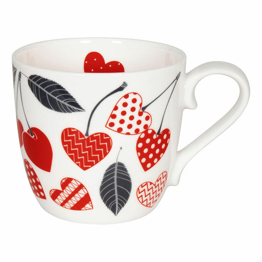 Könitz Design Herz-Kirschen Becher, Tasse, Kaffeebecher, Teetasse, Bone China, 325 ml, 11 2 057 2442