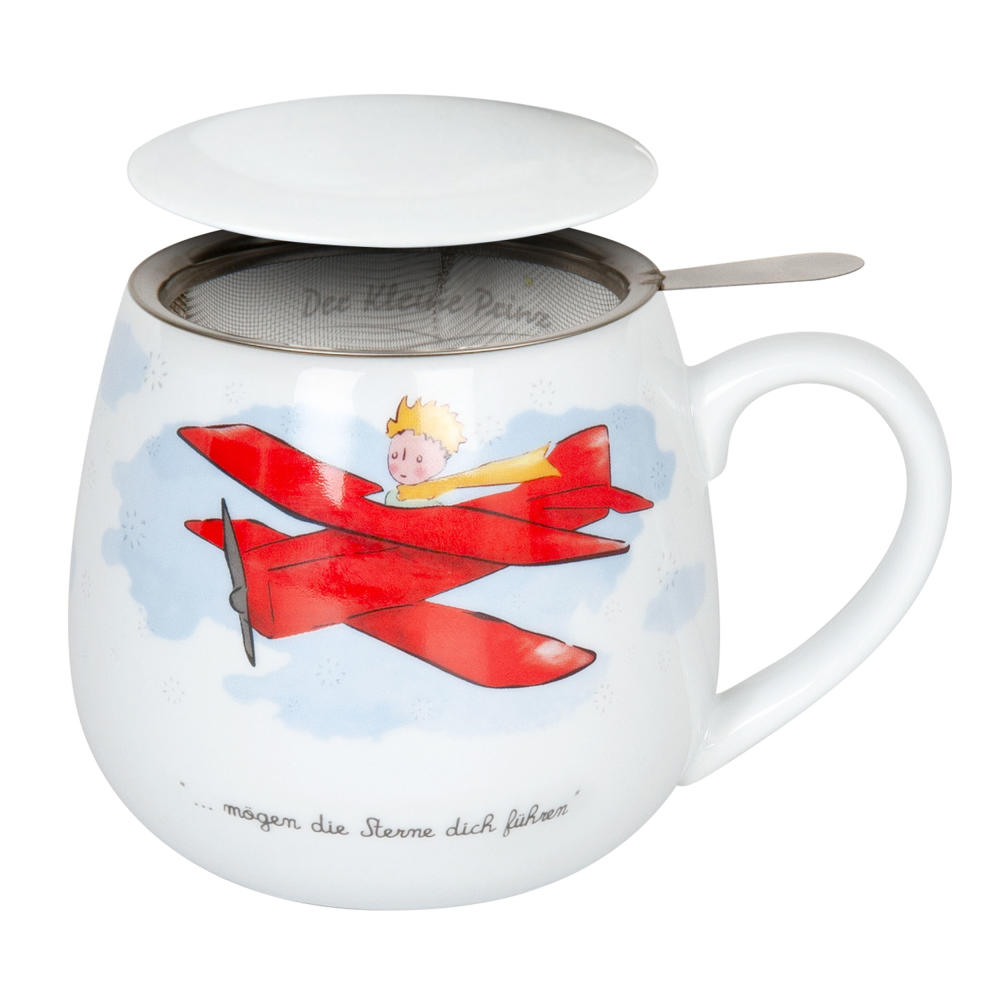 Könitz The Little Prince Airplane Mug, Cup, Teacup, with strainer and lid, Porcelain, 420 ml, 11 5 143 2316