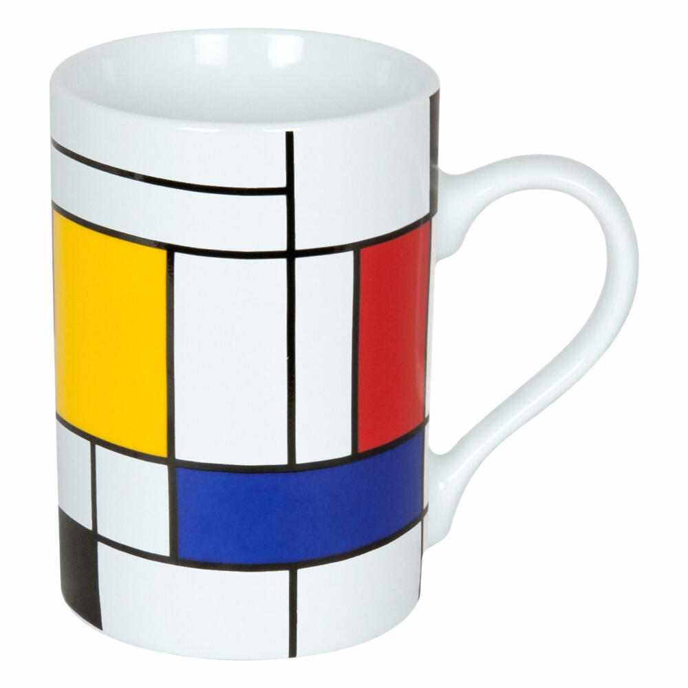 Könitz Mug Hommage to Mondrian - Large Fragments Mug, Coffee Mug, Coffee Cup, Coffee Cup, Tea Cup, Porcelain, Colorful, 240 ml, 11 1 003 1908
