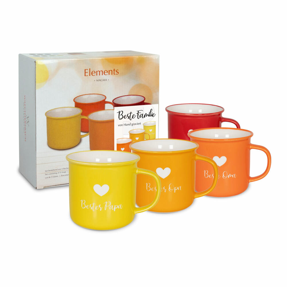 Wächtersbach Mug Set of 4 Elements - Best Family, Coffee Mugs, Cups, Bone China, 380 ml, 41 5 971 0001
