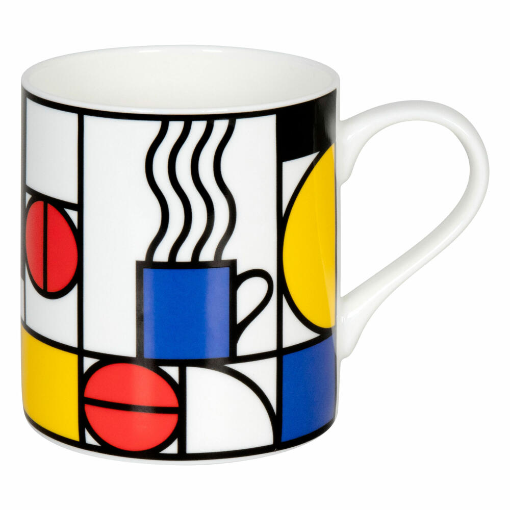 Könitz Becher Coffee with Mondrian, Cup, Coffee Mug, Bone China, Colorful, 400 ml, 11 2 004 2671