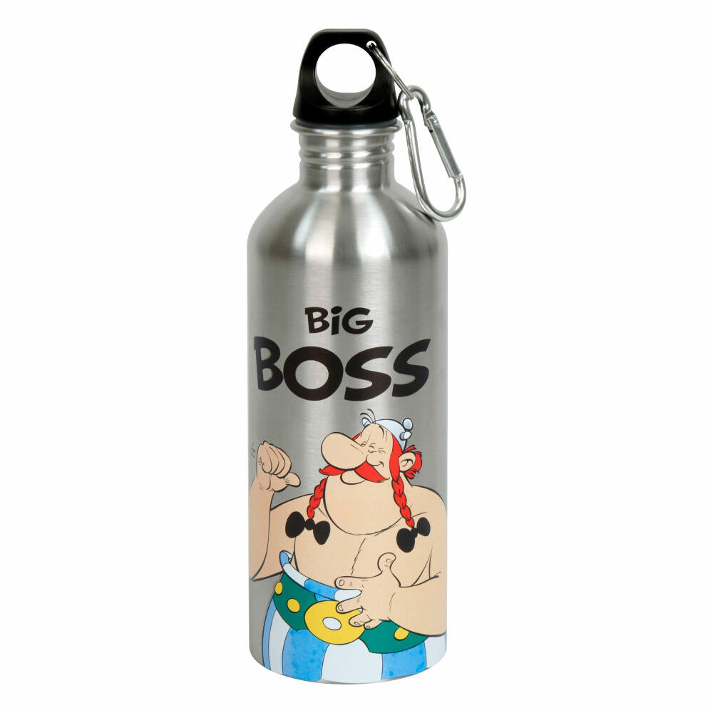 Könitz Bottle Cool Bottle - Asterix Big Boss, Thermo Bottle, Outdoor Bottle, Double-Walled with Cap, Stainless Steel, Silver, 600 ml, 11 9 244 2248