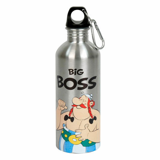 Könitz Bottle Cool Bottle - Asterix Big Boss, Thermo Bottle, Outdoor Bottle, Double-Walled with Cap, Stainless Steel, Silver, 600 ml, 11 9 244 2248
