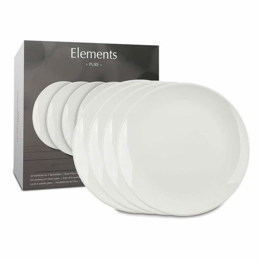 Waechtersbach dinner plate set of 4 in a gift box Elements - Pure, plate set, dinner plate, New Bone China, white, 27 cm, 41 5 974 7000