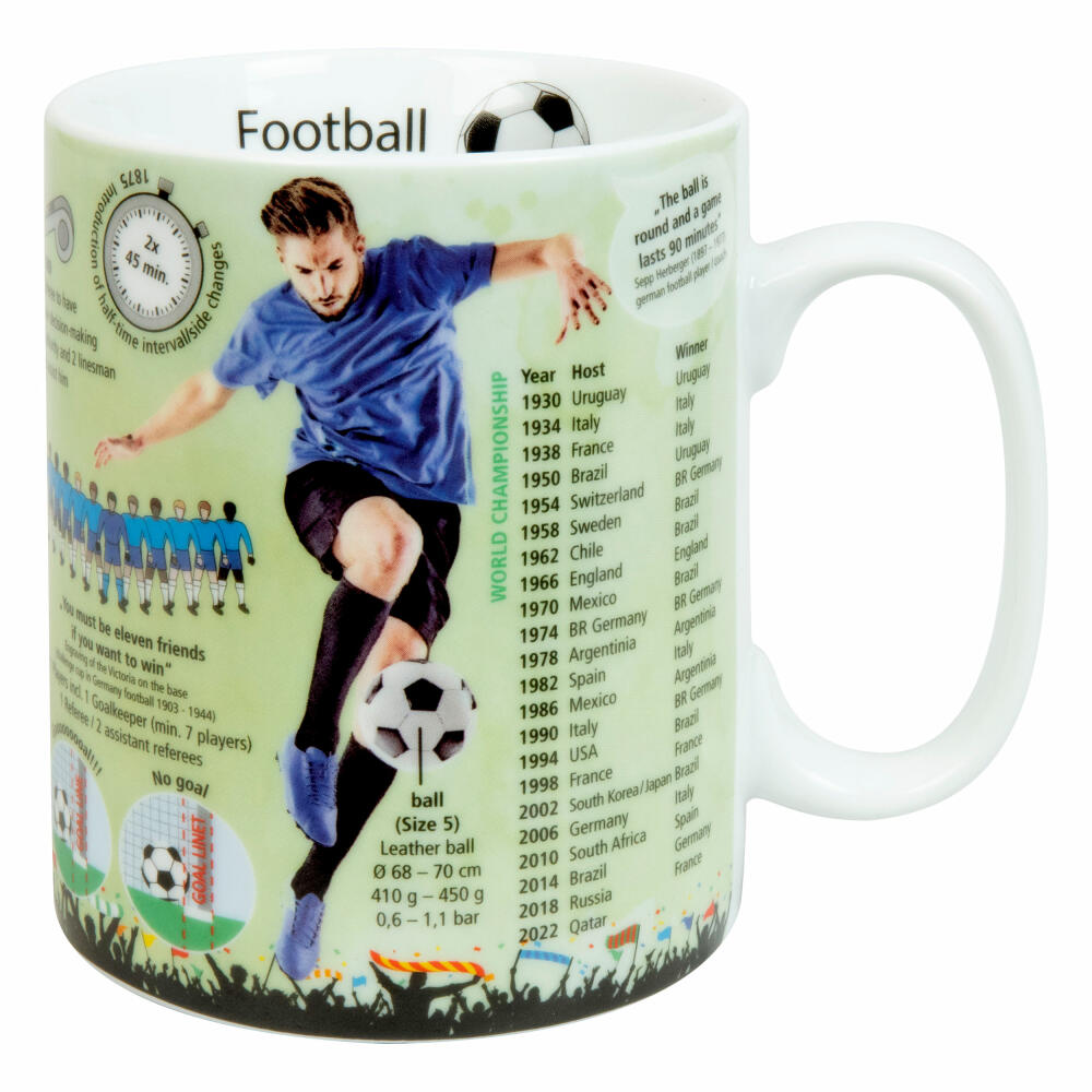 Könitz Wissensbecher Football, Becher, Tasse, Kaffeebecher, Porzellan, Bunt, 490 ml, 11 1 330 2730