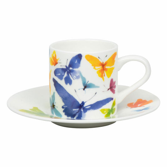 Könitz Espressotasse Victoria Lowe - Butterfly mit Untertasse, Becher, Bone China, Bunt, 95 ml, 11 5 304 2705