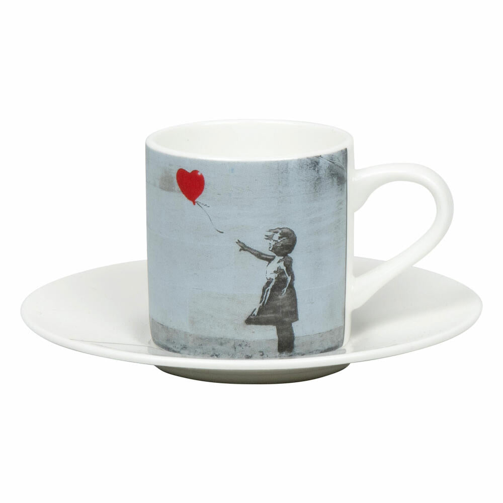 Könitz Espresso Cup Girl with Balloon - Banksy with Saucer, Mug, Bone China, Colorful, 95 ml, 11 5 304 2721