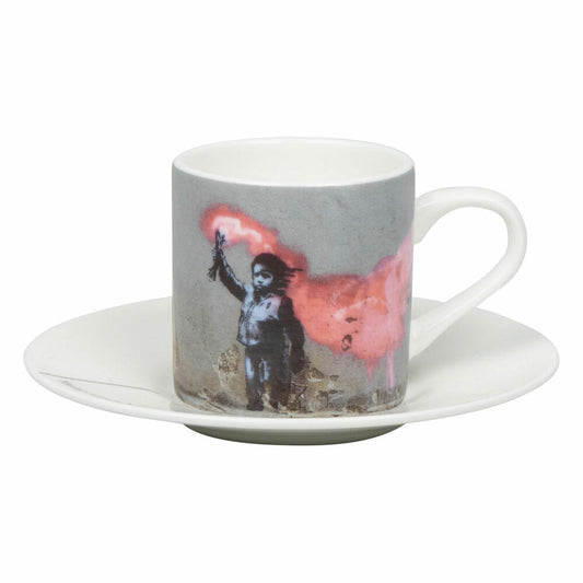 Könitz Espressotasse Young Refugee - Banksy mit Untertasse, Becher, Bone China, Bunt, 95 ml, 11 5 304 2720