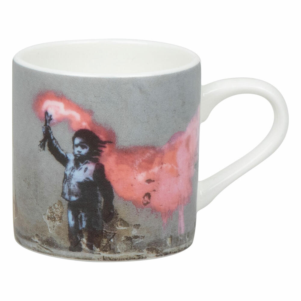 Könitz espresso cup Young Refugee - Banksy with saucer, mug, bone china, colorful, 95 ml, 11 5 304 2720