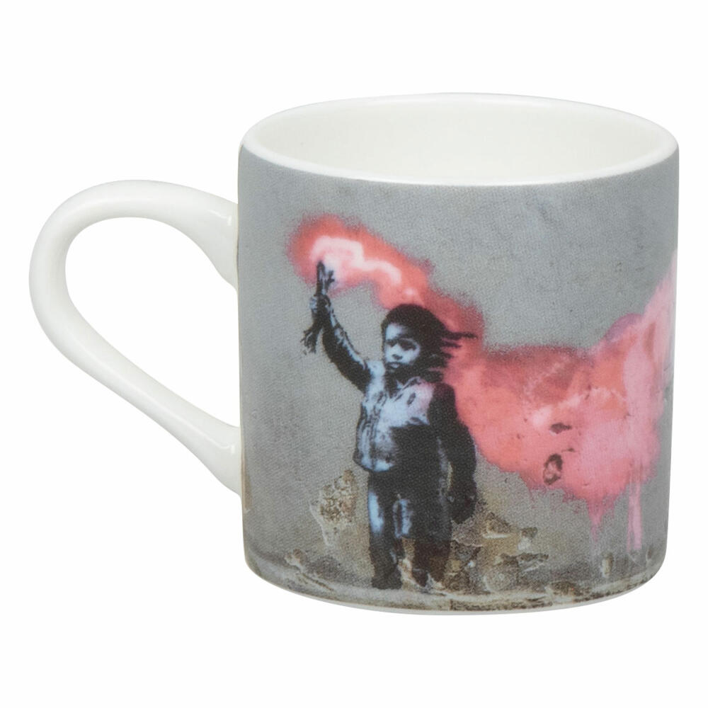 Könitz espresso cup Young Refugee - Banksy with saucer, mug, bone china, colorful, 95 ml, 11 5 304 2720