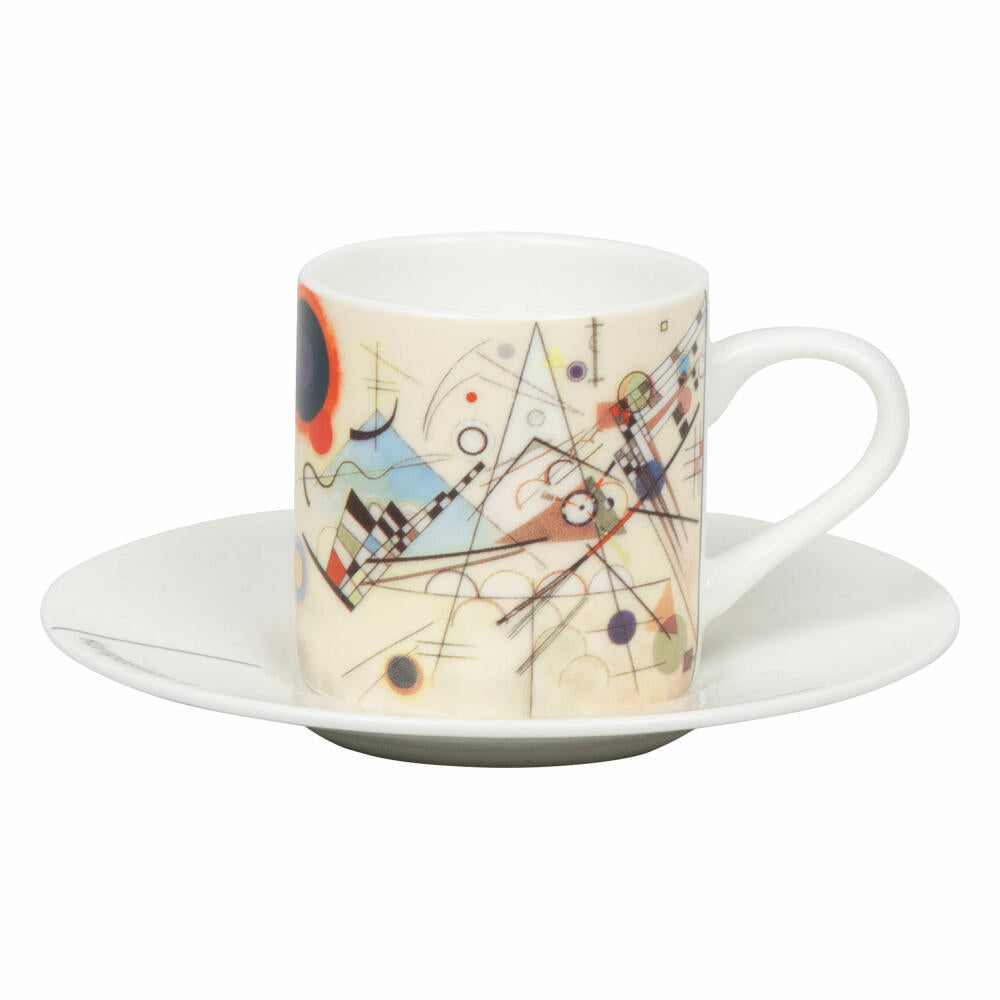 Könitz Espresso Cup Composition 8 - Wassily Kandinsky with Saucer, Mug, Bone China, Colorful, 95 ml, 11 5 304 2717