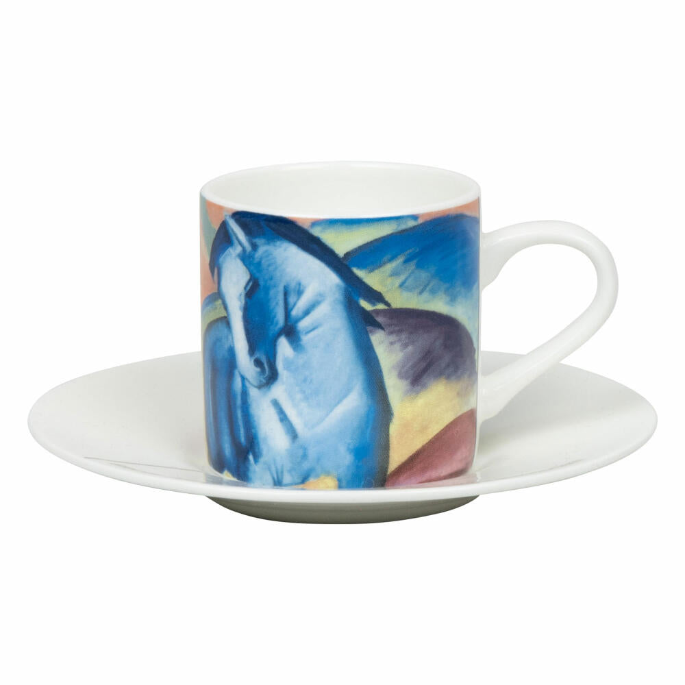 Könitz Espresso Cup Blue Horse I - Franz Marc with Saucer, Mug, Bone China, Colorful, 95 ml, 11 5 304 2718