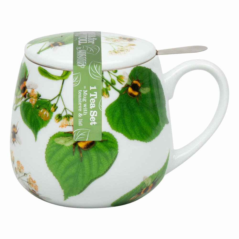 Könitz Mug Bumblebees on Leaf with strainer and lid, cup, porcelain, colored, 400 ml, 11 5 143 2768