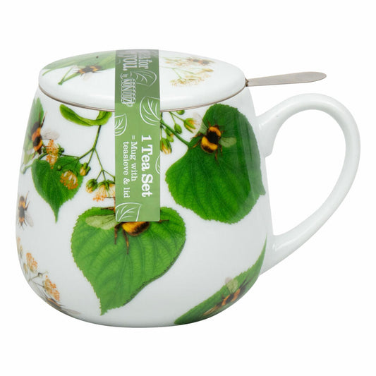 Könitz Becher Bumblebees on Leaf mit Sieb und Deckel, Tasse, Porzellan, Bunt, 400 ml, 11 5 143 2768