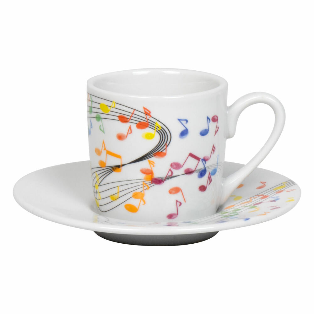Könitz Espresso Cup Flying Notes with Saucer, Mug, Porcelain, Colorful, 85 ml, 11 5 053 2300