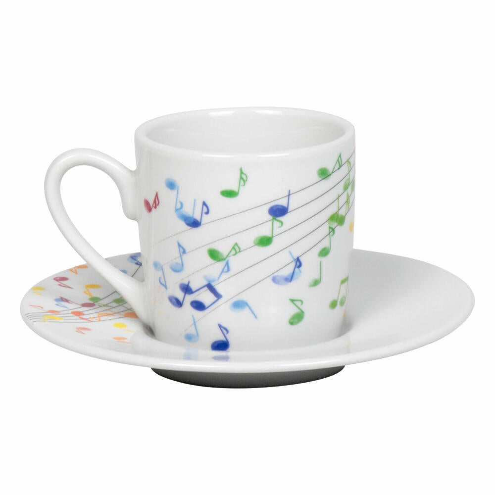 Könitz Espresso Cup Flying Notes with Saucer, Mug, Porcelain, Colorful, 85 ml, 11 5 053 2300