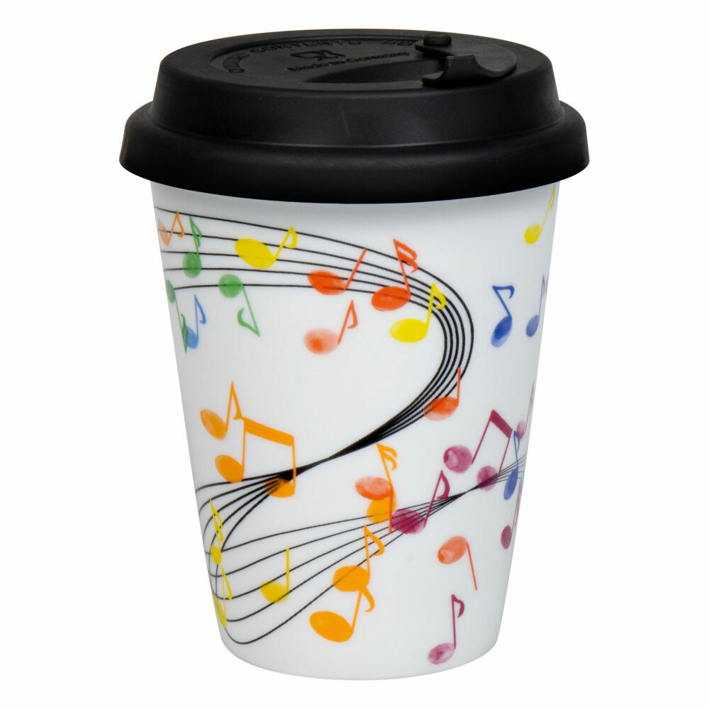 Könitz To Go Mug Flying Notes with lid, mug, porcelain, colorful, 380 ml, 11 5 162 2300
