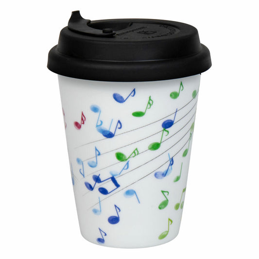 Könitz To Go Mug Flying Notes mit Deckel, Becher, Porzellan, Bunt, 380 ml, 11 5 162 2300