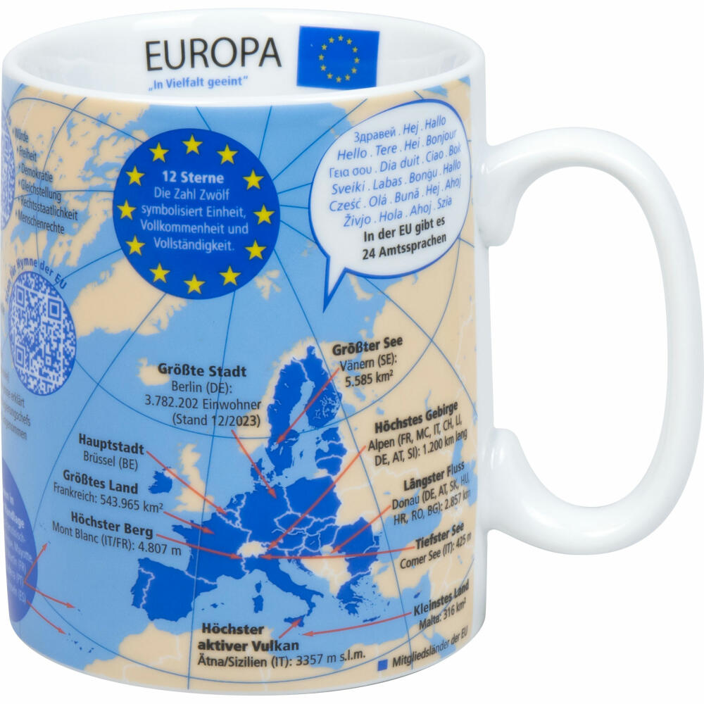 Könitz Wissensbecher Europa, Henkelbecher, Tasse, Porzellan, Bunt, 460 ml, 11 1 330 2944