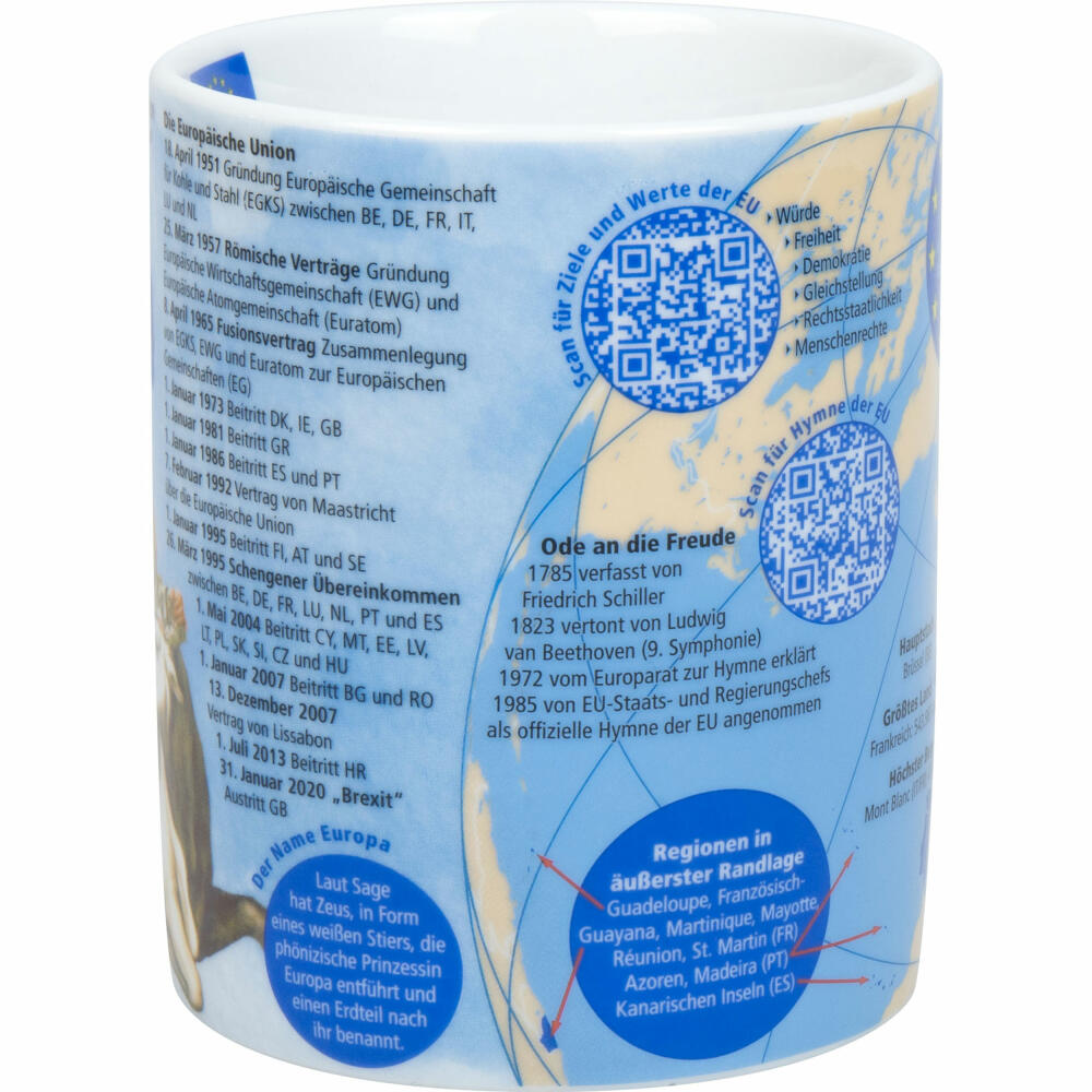 Könitz Wissensbecher Europa, Henkelbecher, Tasse, Porzellan, Bunt, 460 ml, 11 1 330 2944