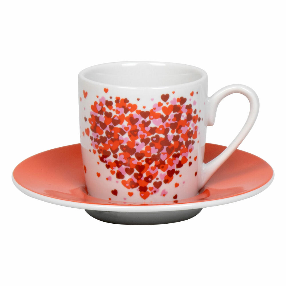 Könitz Espresso Cup Love Explodes with Saucer, Mug, Porcelain, Red, 85 ml, 11 5 053 2833