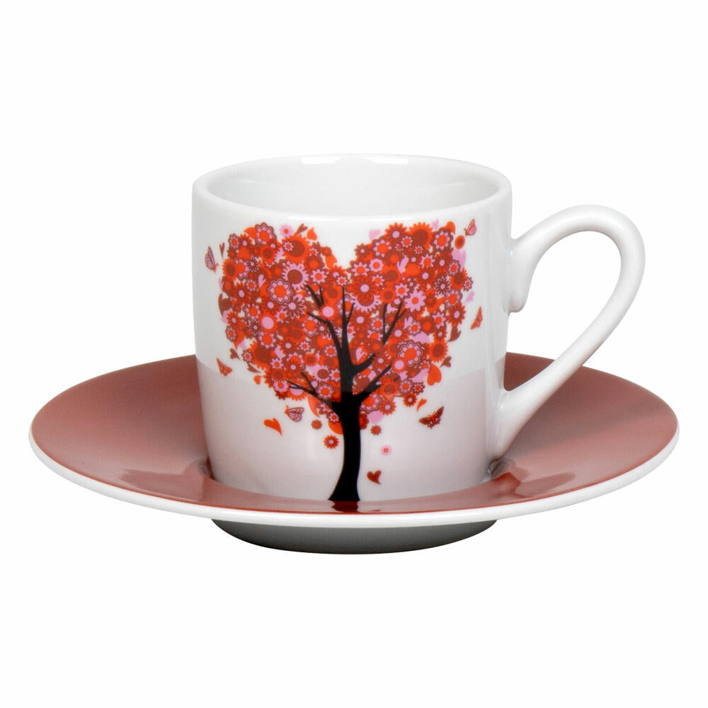 Könitz Espresso Cup Love Grows with Saucer, Mug, Porcelain, Red, 85 ml, 11 5 053 2739