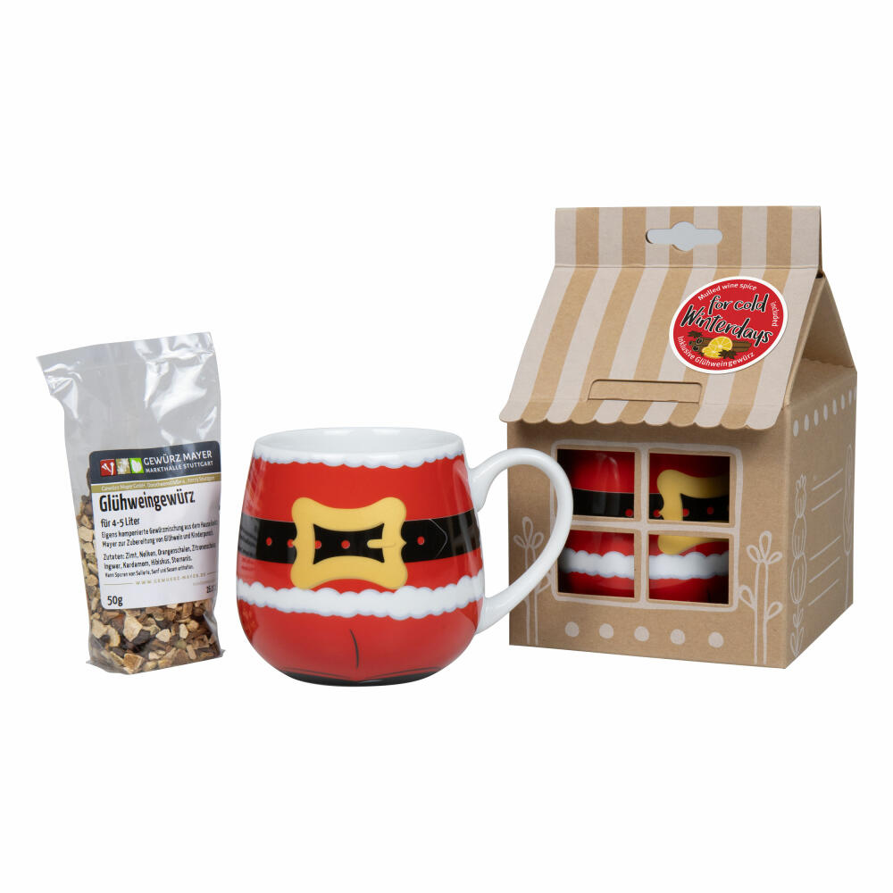 Könitz Mug Gift Set Santa Claus with Mulled Wine Spice, Cup, Porcelain, Red, 400 ml, 11 5 000 2416