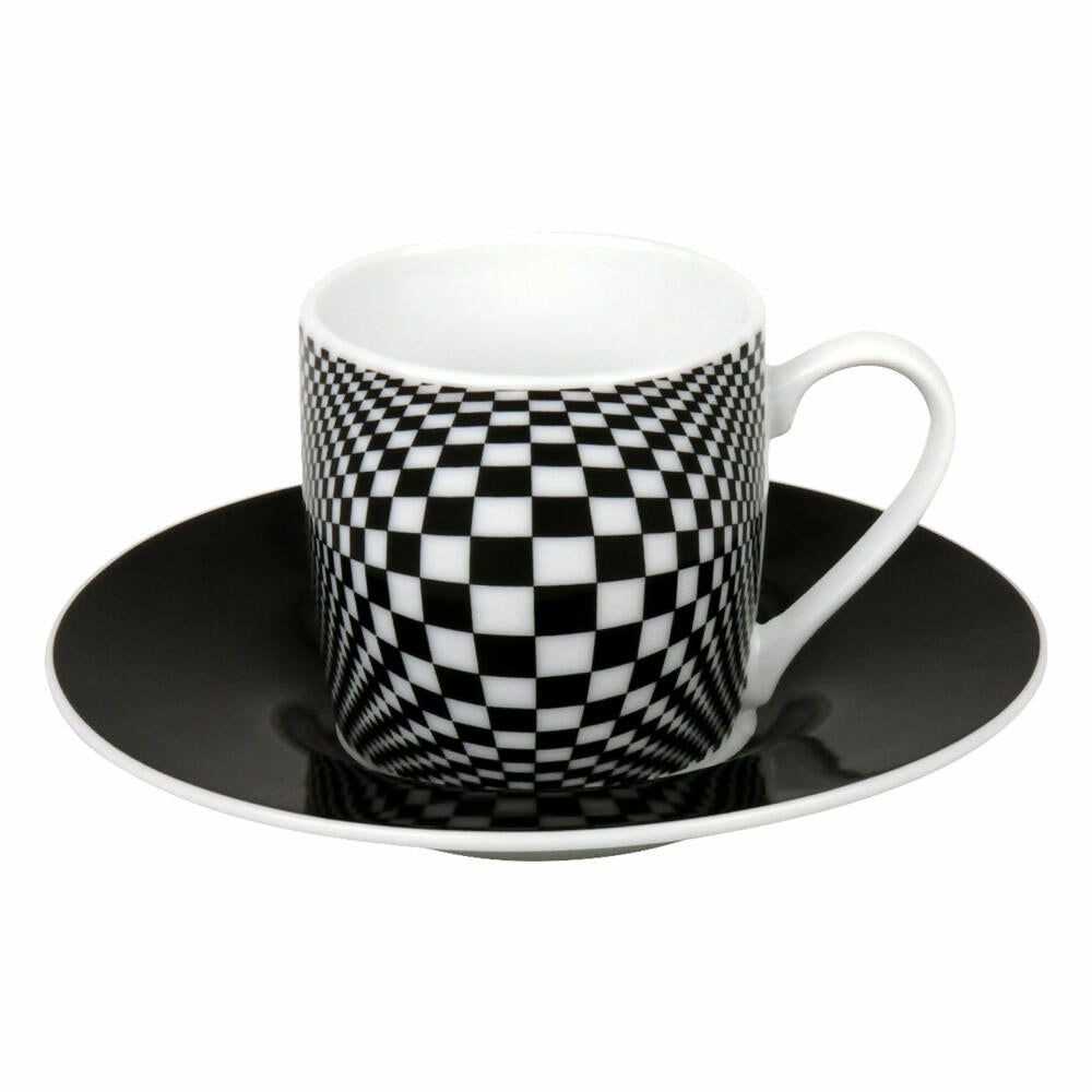 Könitz Espresso Cups Set of 4 Optical Illusions, Mug, Porcelain, Black, White, 85 ml, 11 5 053 2808