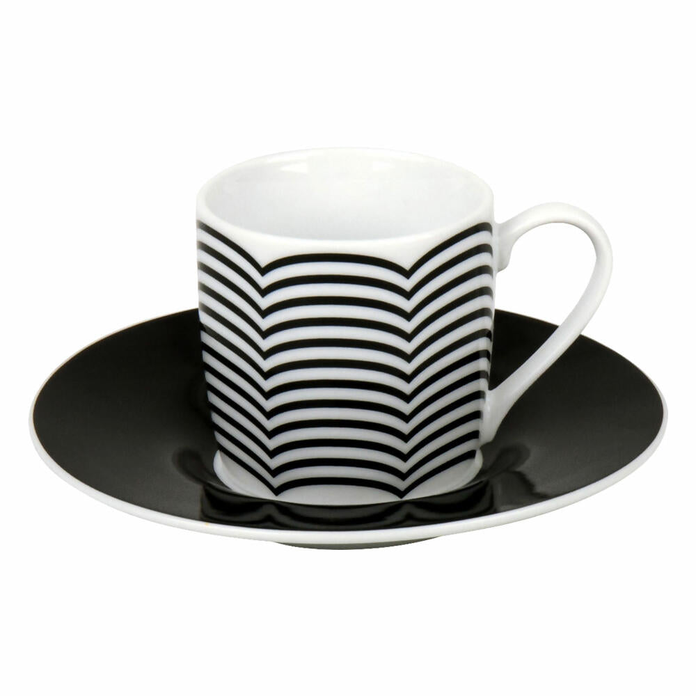 Könitz Espresso Cups Set of 4 Optical Illusions, Mug, Porcelain, Black, White, 85 ml, 11 5 053 2808