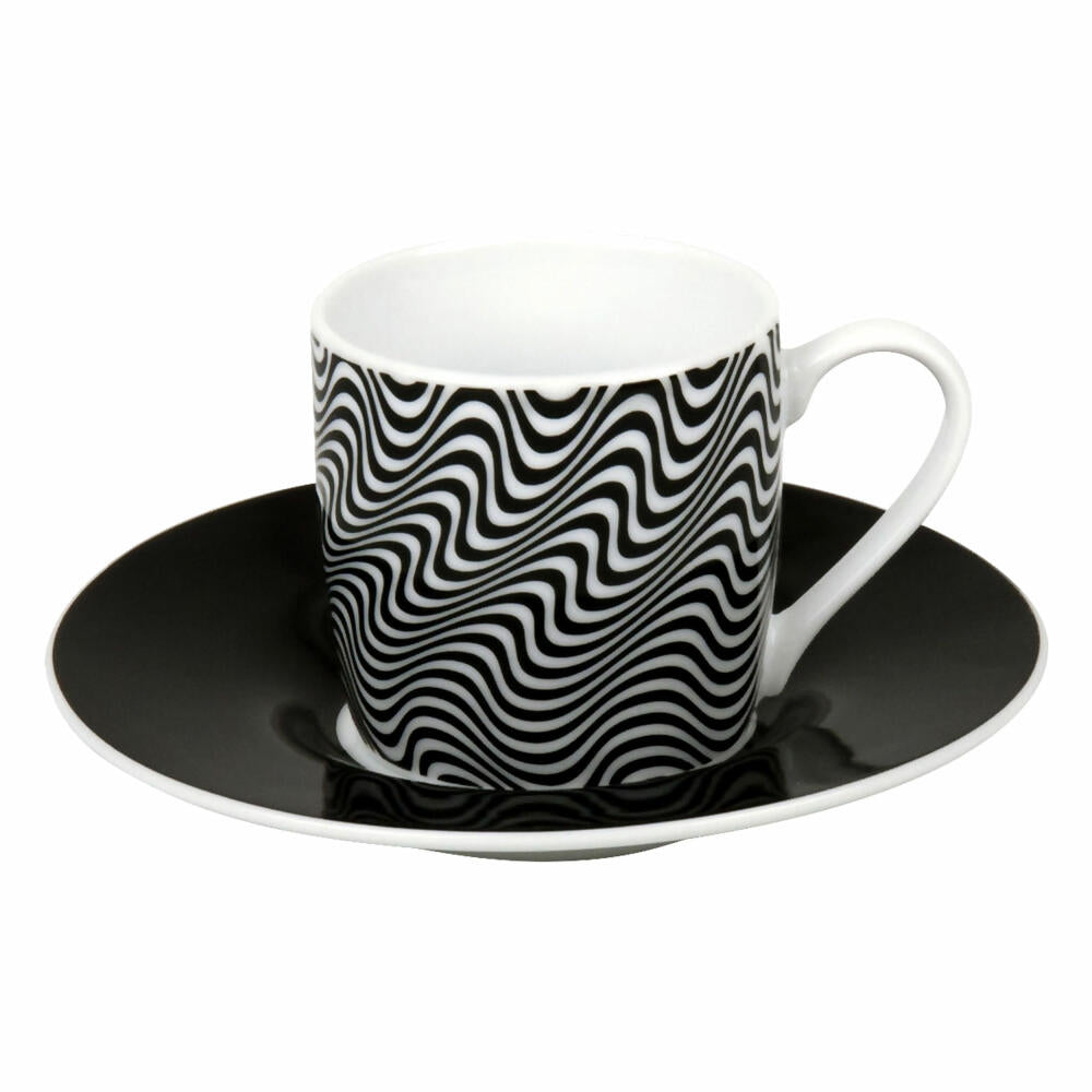 Könitz Espresso Cups Set of 4 Optical Illusions, Mug, Porcelain, Black, White, 85 ml, 11 5 053 2808