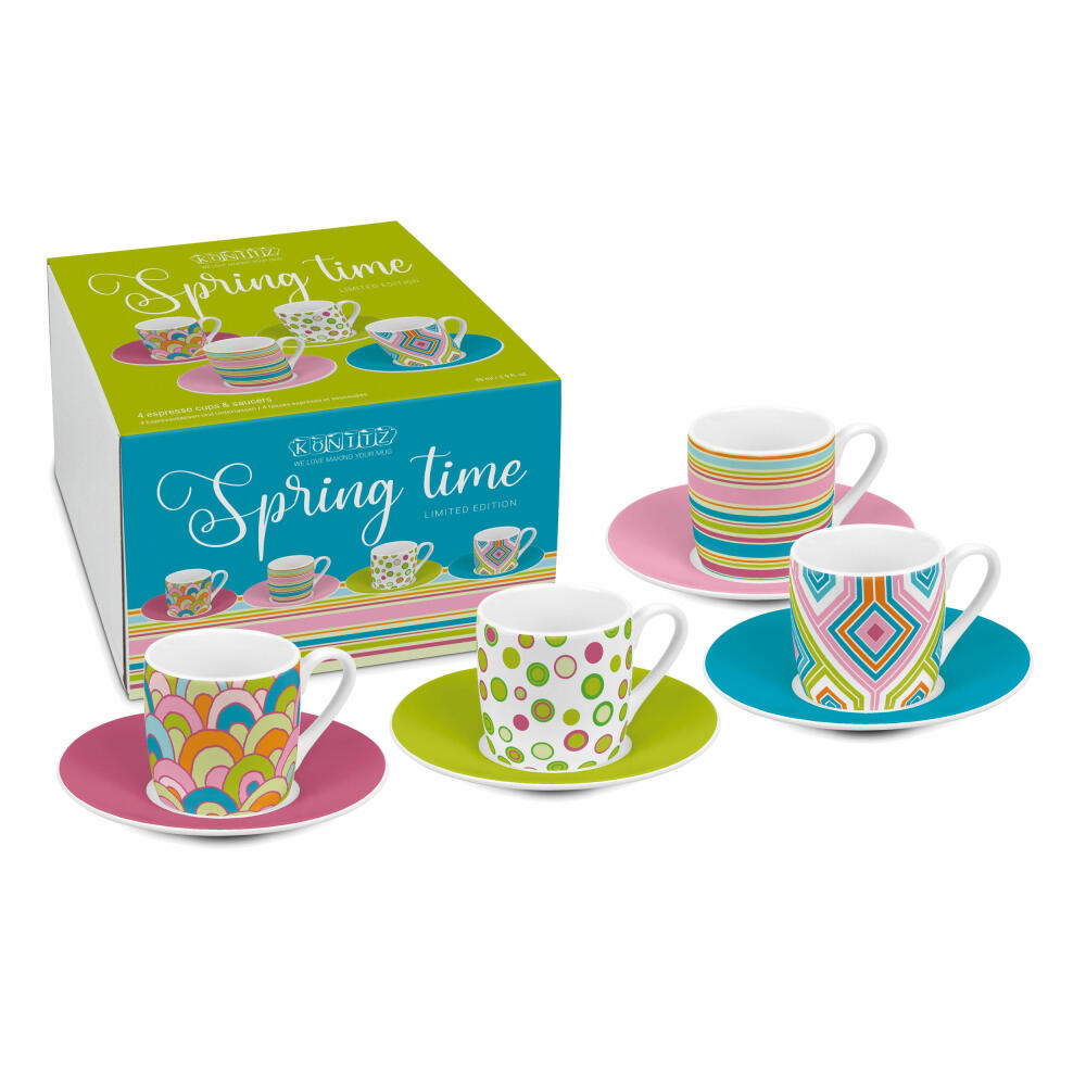 Könitz Espressotassen 4er Set Spring, Becher, Porzellan, Bunt, 85 ml, 11 5 053 2806