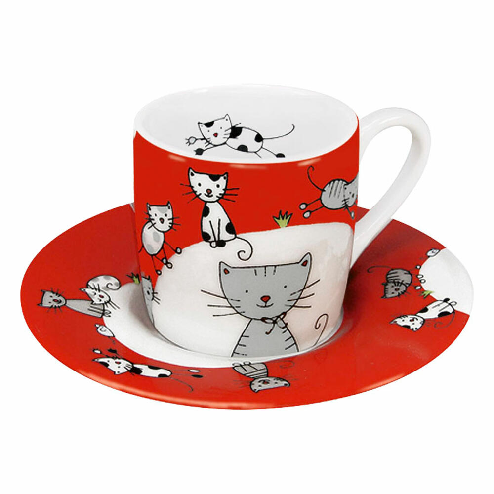 Könitz Espresso Cups Set of 4 Globetrotter, Mug, Porcelain, Colorful, 85 ml, 11 5 053 2807