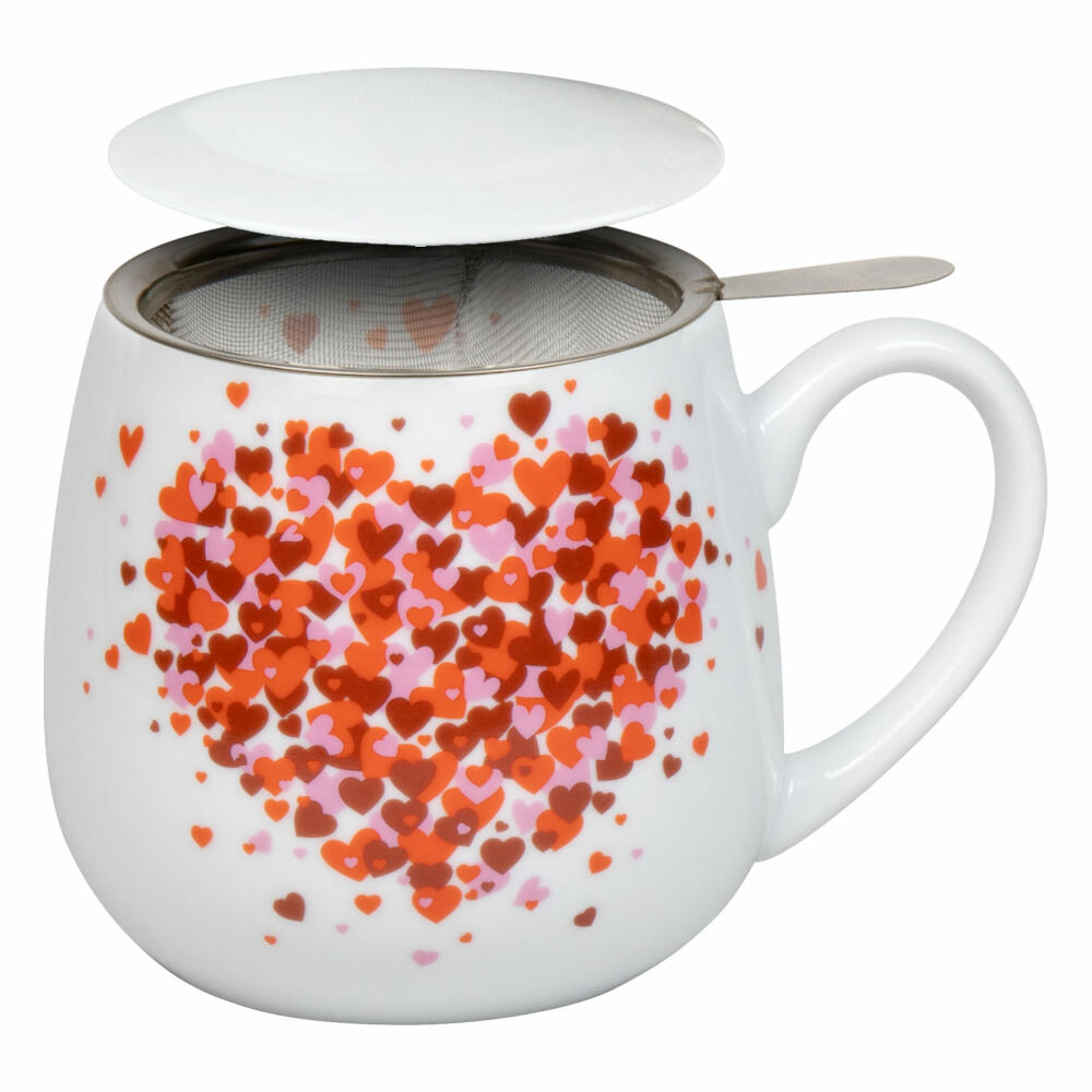 Könitz Love Explodes mug with strainer and lid, cup, porcelain, red, 420 ml, 11 5 143 2833