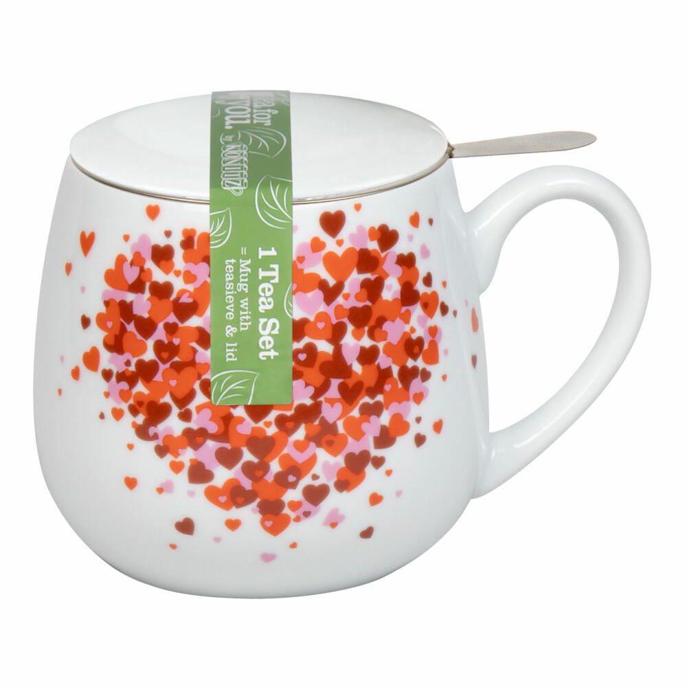 Könitz Love Explodes mug with strainer and lid, cup, porcelain, red, 420 ml, 11 5 143 2833