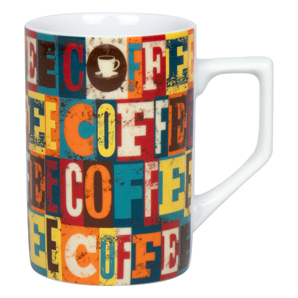 Könitz Becher Coffee Squares, Tasse, Kaffeetasse, Porzellan, Bunt, 305 ml, 1113152835