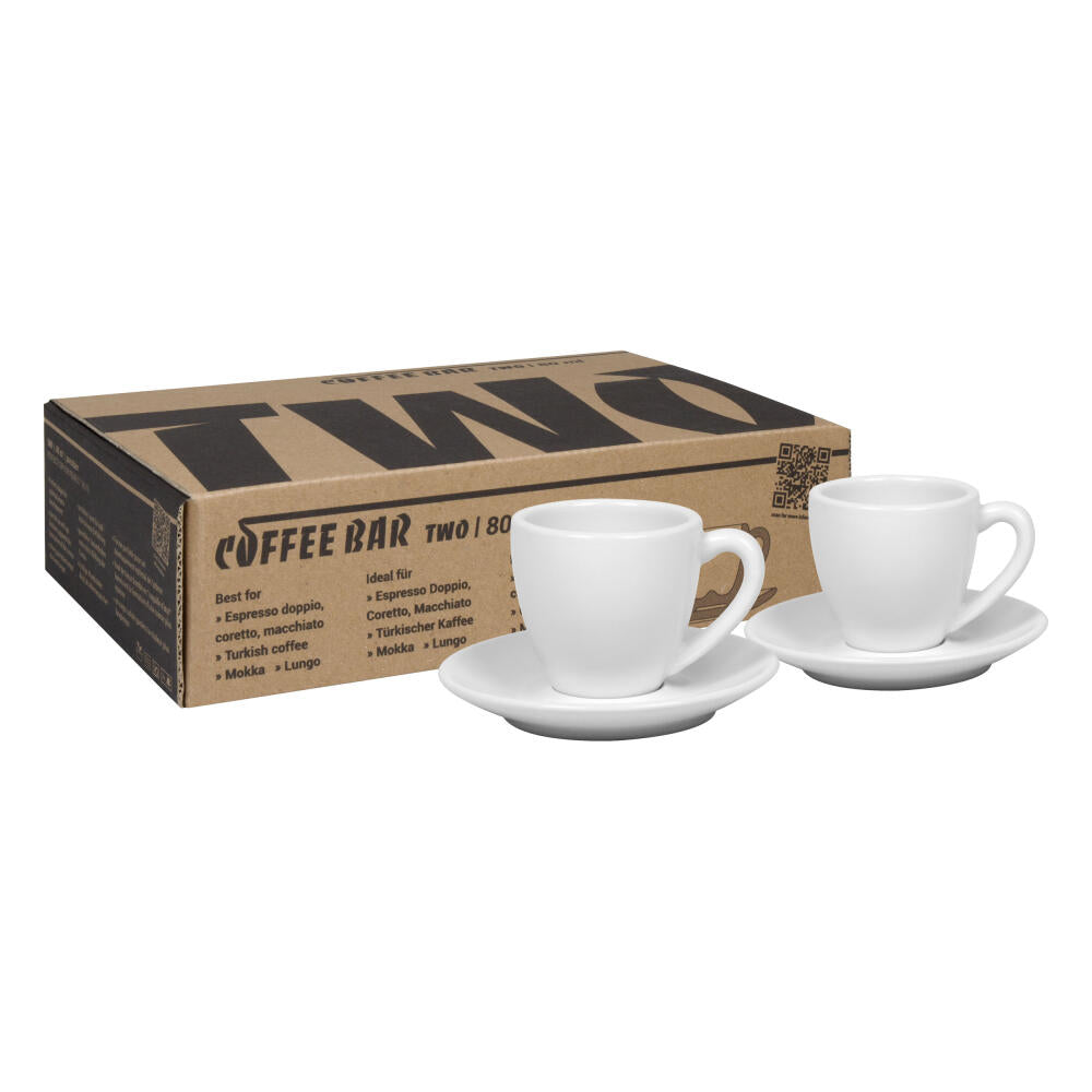 Könitz Espressotassen 2er Set Coffee Bar TWO, Tasse, Porzellan, Weiß, 80 ml, 1758000002
