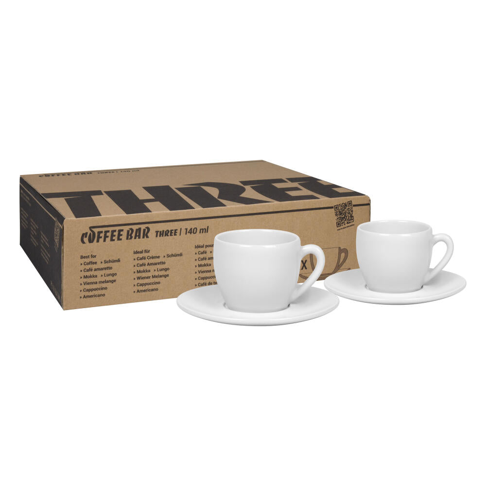 Könitz Capuccinotassen 2er Set Coffee Bar THREE, Tasse, Porzellan, Weiß, 140 ml, 1758000003