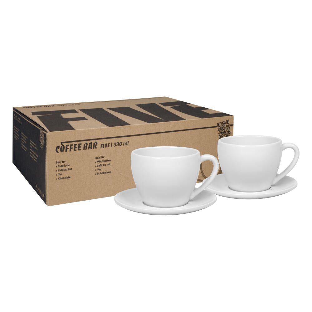 Könitz Kaffeetassen 2er Set Coffee Bar FIVE, Tasse, Porzellan, Weiß, 330 ml, 1758000005