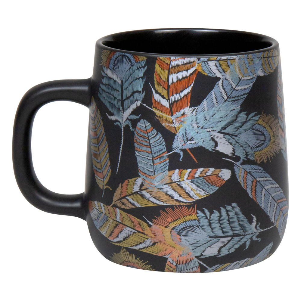 Könitz Mug Shiny Feathers, Cup, Coffee Cups, New Bone, Black, 395 ml, 1172392619