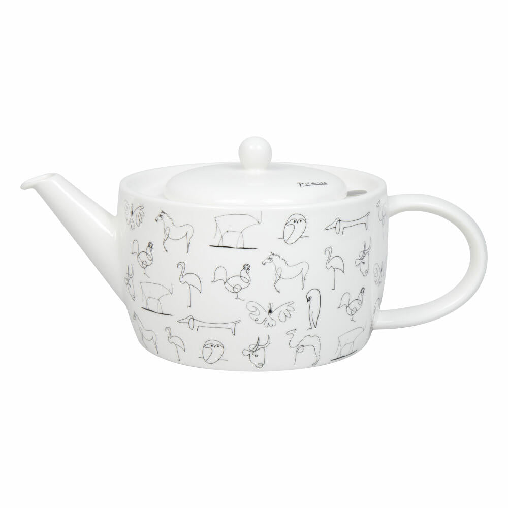 Könitz Teekanne mit Sieb Picasso Animaux, in Geschenkbox, Bone China, Schwarz, 1400 ml, 11 5 263 0104