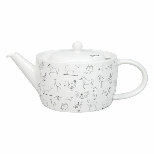Könitz Teekanne mit Sieb Picasso Animaux, in Geschenkbox, Bone China, Schwarz, 1400 ml, 11 5 263 0104