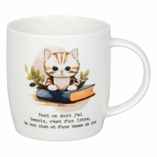 Könitz Becher Livres, chat & thé, New Bone China, Bunt, 400 ml, 11 7 275 2912