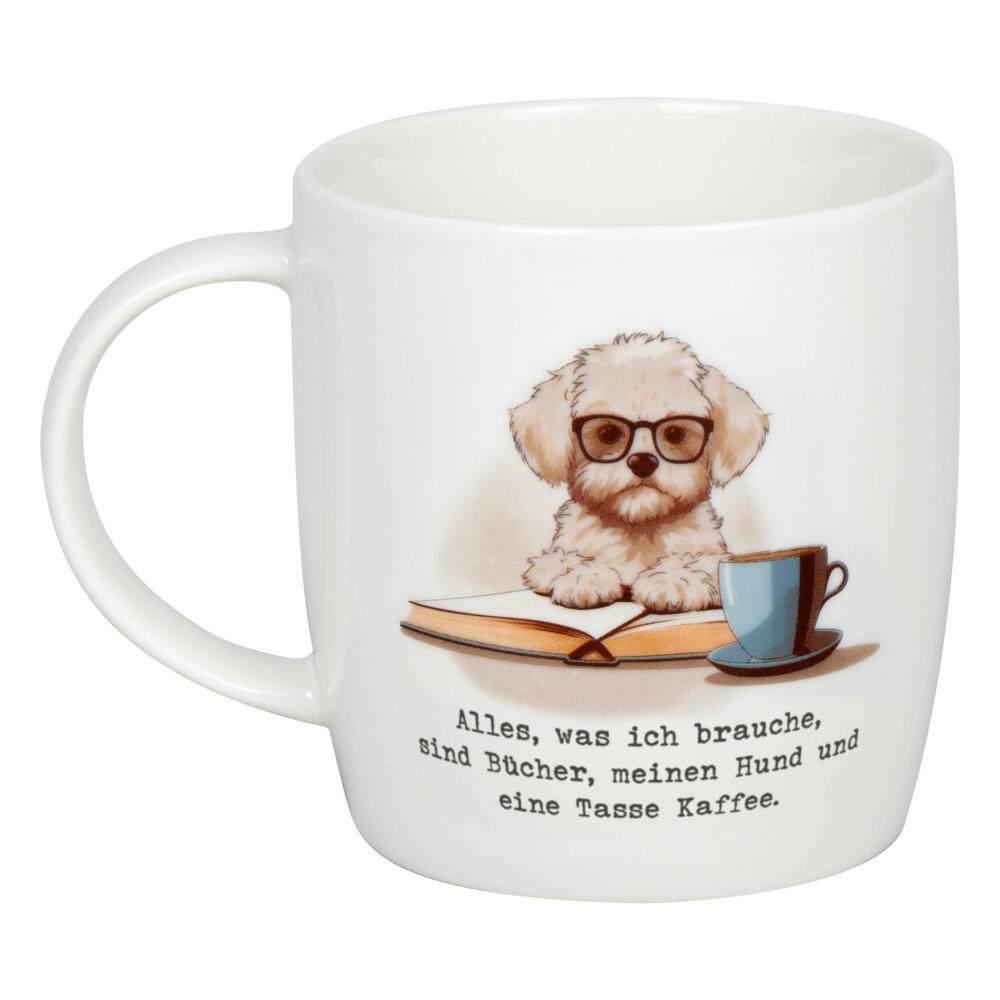Könitz Becher Bücher, Hund & Kaffee, New Bone China, Bunt, 400 ml, 11 7 275 2913